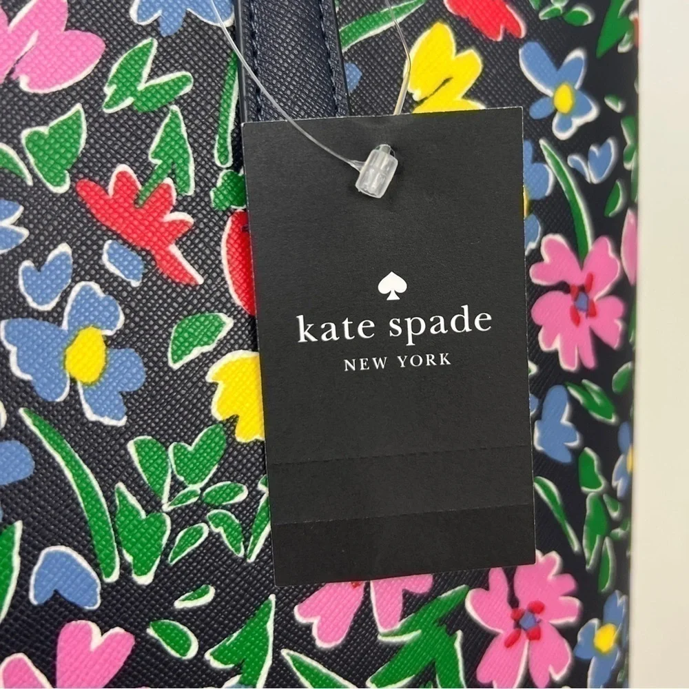 Kate Spade NWT Daily Tote Floral Statement Bag Navy Blue Bright Flowers Gift New